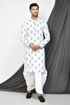 Buy_Aryavir Malhotra_White Kurta Rayon Floral Pattern Cotton With Dhoti Pant Set _at_Aza_Fashions