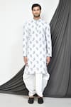 Buy_Aryavir Malhotra_White Kurta Rayon Floral Pattern Cotton With Dhoti Pant Set _Online_at_Aza_Fashions