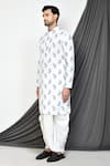 Aryavir Malhotra_White Kurta Rayon Floral Pattern Cotton With Dhoti Pant Set _at_Aza_Fashions