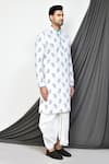 Buy_Aryavir Malhotra_White Kurta Rayon Floral Pattern Cotton With Dhoti Pant Set 