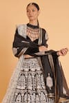 Siddartha Tytler_Ivory Blouse Velvet Embroidery Crystal Round Lehenga Set _Online_at_Aza_Fashions