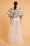 Shop_Siddartha Tytler_Ivory Net Plain Pleated Tiered Skirt  _at_Aza_Fashions