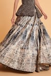 Siddartha Tytler_Ivory Taffeta Digital Printed Mughal Lehenga Skirt _Online_at_Aza_Fashions