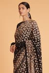 Siddartha Tytler_Black Saree Net Embroidery Sequin Round Honeycomb With Blouse  _Online_at_Aza_Fashions