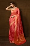 Buy_Pinki Sinha_Pink Pure Silk Mosaic Flora Handwoven Banarasi Saree With Running Blouse _at_Aza_Fashions