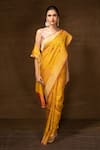 Buy_Pinki Sinha_Yellow Pure Silk Padma Handwoven Banarasi Saree With Running Blouse_at_Aza_Fashions