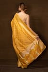 Shop_Pinki Sinha_Yellow Pure Silk Handwoven Geometric Bloom Banarasi Saree With Running Blouse_at_Aza_Fashions