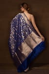 Shop_Pinki Sinha_Blue Pure Silk Handwoven Royal Forest Banarasi Saree With Running Blouse _at_Aza_Fashions