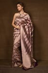 Buy_Pinki Sinha_Purple Pure Silk Handwoven Striped Vine Banarasi Saree With Running Blouse_at_Aza_Fashions