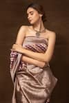 Buy_Pinki Sinha_Purple Pure Silk Handwoven Striped Vine Banarasi Saree With Running Blouse_Online_at_Aza_Fashions