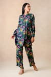 Shop_Thetaa_Multi Color Cupro Satin Printed Jungle Band Collar Kurta With Pant _Online_at_Aza_Fashions