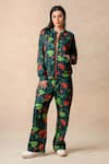 Buy_Thetaa_Multi Color Scuba Printed Lily Band Collar Jacket With Joggers _at_Aza_Fashions