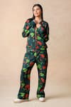 Shop_Thetaa_Multi Color Scuba Printed Lily Band Collar Jacket With Joggers _Online_at_Aza_Fashions