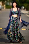 Buy_Thetaa_Multi Color Cupro Silk Printed Jungle Cape Open Pant Set With Embellished _at_Aza_Fashions