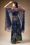 Shop_Thetaa_Multi Color Cupro Silk Printed Jungle Cape Open Pant Set With Embellished _at_Aza_Fashions