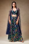 Buy_Thetaa_Multi Color Cupro Silk Printed Jungle Cape Open Pant Set With Embellished _Online_at_Aza_Fashions