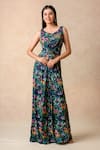 Buy_Thetaa_Multi Color Polyester Lycra Printed Floral Round Gown _at_Aza_Fashions