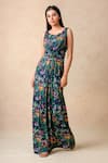 Buy_Thetaa_Multi Color Polyester Lycra Printed Floral Round Gown _Online_at_Aza_Fashions