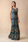 Shop_Thetaa_Multi Color Polyester Lycra Printed Floral Round Gown _Online_at_Aza_Fashions