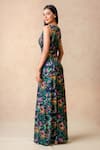 Thetaa_Multi Color Polyester Lycra Printed Floral Round Gown _at_Aza_Fashions