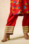 Buy_Thetaa_Multi Color Cupro Silk Printed Bird Square Abstract Kurta Pant Set 