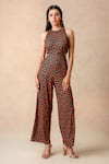 Buy_Thetaa_Multi Color Polyester Printed Lily Round Floral Jumpsuit _at_Aza_Fashions