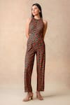 Thetaa_Multi Color Polyester Printed Lily Round Floral Jumpsuit _Online_at_Aza_Fashions