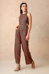 Shop_Thetaa_Multi Color Polyester Printed Lily Round Floral Jumpsuit _Online_at_Aza_Fashions