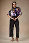 Buy_Thetaa_Multi Color Net Embellished Sequin Cape And Jumpsuit Round With _at_Aza_Fashions