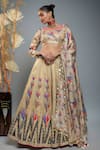 Buy_Anita Kanwal_Gold Tissue Hand Embroidered Acrylic Mirrors Birds Of Paradise Lehenga Set _at_Aza_Fashions