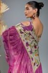 Anita Kanwal_Gold Tissue Hand Embroidered Tulip Digital Print Saree With Unstitched Blouse _Online_at_Aza_Fashions