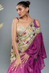 Buy_Anita Kanwal_Gold Tissue Hand Embroidered Tulip Digital Print Saree With Unstitched Blouse _Online_at_Aza_Fashions