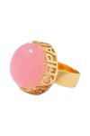 Buy_Papa Don't Preach Accessories_Pink Cabachon Stone Rose Quartz Ring_at_Aza_Fashions