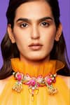 Buy_Papa Don't Preach Accessories_Multi Color Glass Bead Caprina Embroidered Choker _at_Aza_Fashions