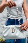 Buy_PRERTO_White Stone Studded Alphabeto Personalized Bag _at_Aza_Fashions