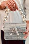 Buy_PRERTO_Silver Stone And Crystal Embellished Initial Disco Crossbody Bag _at_Aza_Fashions
