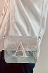 Shop_PRERTO_Silver Stone And Crystal Embellished Initial Disco Crossbody Bag _at_Aza_Fashions
