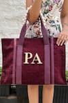 Buy_PRERTO_Maroon Swarovski Crystals Vegan Leather Alphabeto Book Tote Bag _at_Aza_Fashions
