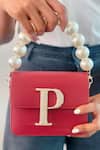 Buy_PRERTO_Red Personalized Letter Embellished Bag _at_Aza_Fashions
