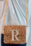 Prerto_Gold Glitter Embellished Crossbody Bag_Online_at_Aza_Fashions