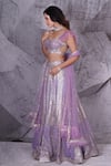 Archana Kochhar Purple Georgette, Net Sequins, Feathers, Stonework Embellished Lehenga Set Online at Aza Fashions Archana Kochhar_Purple Georgette, Net Sequins, Feathers, Stonework Embellished Lehenga Set _Online_at_Aza_Fashions
