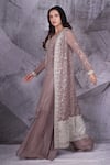 Archana Kochhar_Grey Palazzo And Kurta Georgette Embellished Sequin Jacket Open Crystal Set _Online_at_Aza_Fashions