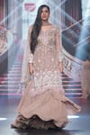 Buy_Archana Kochhar_Beige Anarkali Georgette Resham Thread Embroidery Petunia Jaal Kurta Gown Set _at_Aza_Fashions