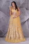 Buy_Archana Kochhar_Yellow Lehenga And Blouse Georgette Stones Embroidery V Lucknowi Prism Set _at_Aza_Fashions