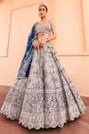 Buy_Osaa by Adarsh_Blue Organza Applique Embroidered Zardosi Blouse Bridal Lehenga Set _at_Aza_Fashions