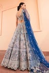 Shop_Osaa by Adarsh_Blue Organza Applique Embroidered Zardosi Blouse Bridal Lehenga Set _at_Aza_Fashions