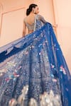 Shop_Osaa by Adarsh_Blue Organza Applique Embroidered Zardosi Blouse Bridal Lehenga Set _Online_at_Aza_Fashions