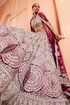 Buy_Osaa by Adarsh_Purple Organza Applique Embroidered Zardosi Deep V Bridal Lehenga Set  