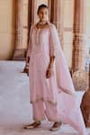 Buy_KARAJ JAIPUR_Pink Kurta And Pant Muslin Embroidered Dori Round Work Set  _at_Aza_Fashions