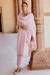 Shop_KARAJ JAIPUR_Pink Kurta And Pant Muslin Embroidered Dori Round Work Set  